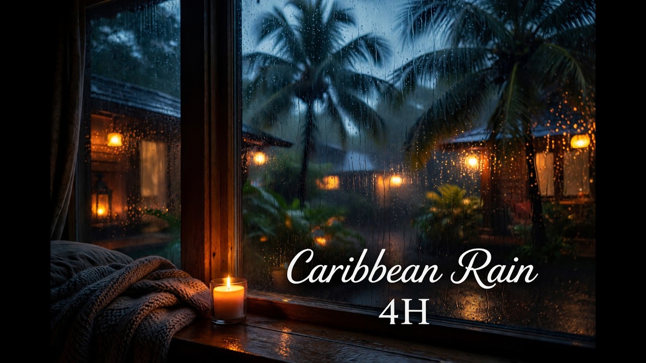 Calming Rain on Palm Trees 🌴 3 Hours Nature Sounds for Deep Sleep