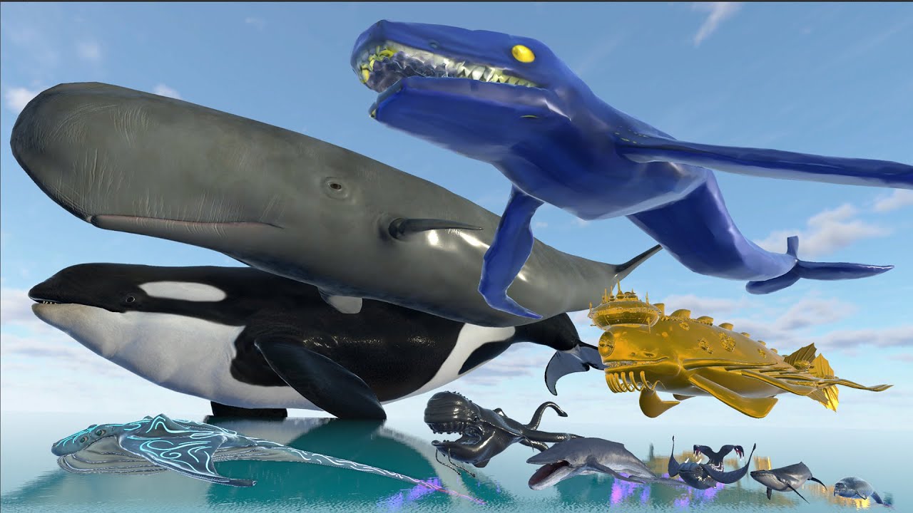 Real, Mythical, Monster Whales Size Comparison - 3D Sea Monster Comparison