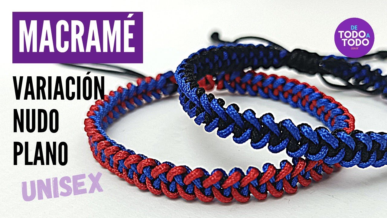 ⭐Cómo hacer pulseras de hilo FÁCILES en macramé. Variación nudo plano. 👫UNISEX. DIY.