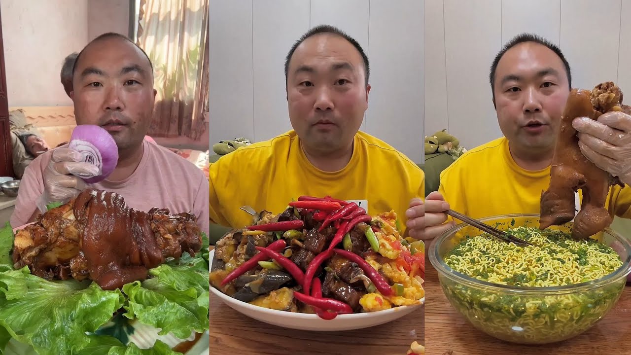 Yummy #106 : Eat pig brain belly pork, bone head pig🐷,Noodles🍜..#belly #eatingshow #mukbang #yummy 