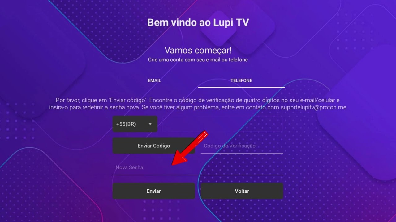 criar conta no Lupi Tv
