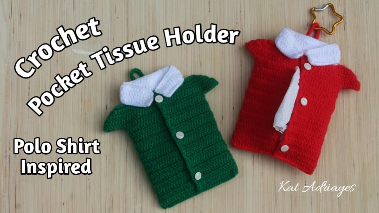 Crochet Pocket Tissue Holder (Polo Shirt Inspired) | Crochet Pattern