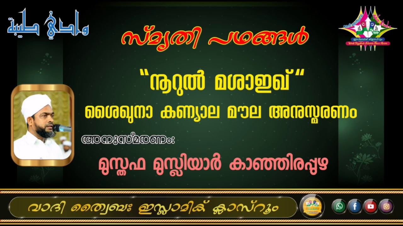 സ്‌മൃതി പഥങ്ങൾ: നൂറുൽ മശാഇഖ് ശൈഖുനാ കണ്യാല മൗല  അനുസ്മരണം (06-03-2020)