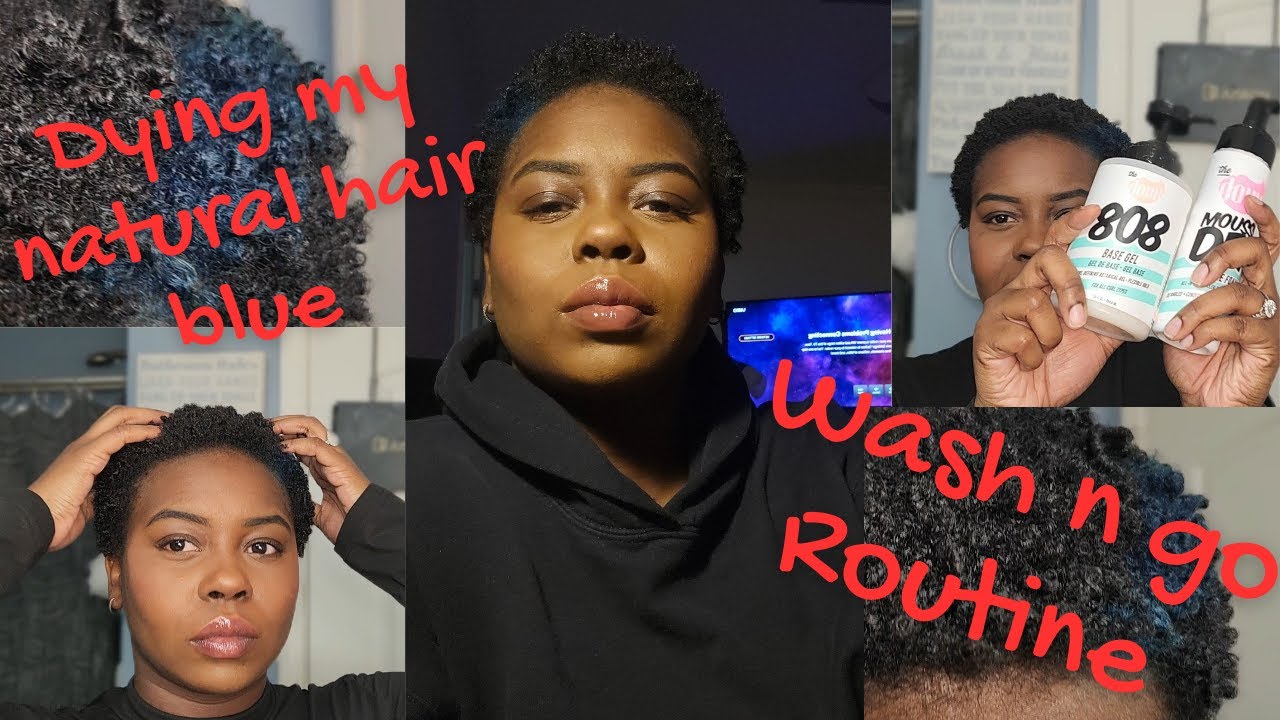 Blue Skunk Patch on Natural Hair |  Wash n Go using The Doux