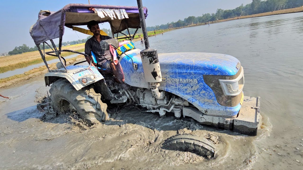 New Sonalika Sikandar Di 47 Rx Tractor Rotavator Farming Mud | Tractors Stuck in Mud