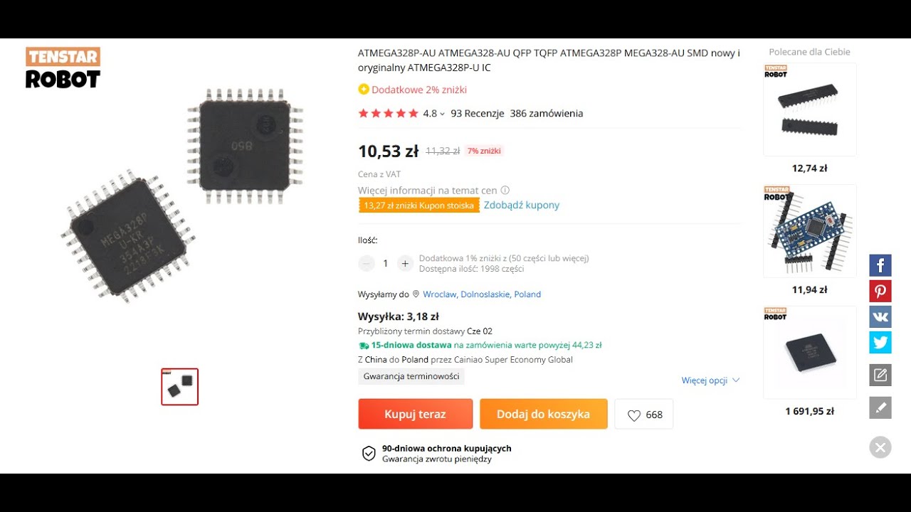 Atmega 328P z Aliexpress za 10PLN #aliexpress #arduino #atmega328p