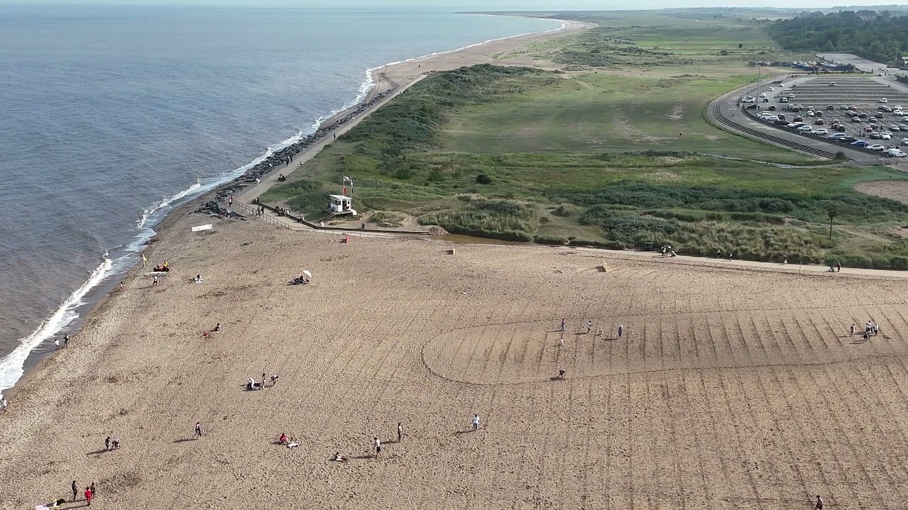 skegness beach by drone