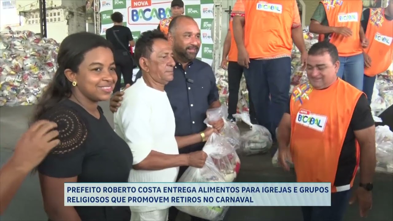 PREFEITO ROBERTO COSTA ENTREGA ALIMENTOS PARA IGREJAS E GRUPOS RELIGIOSOS QUE PROMOVEM RETIROS NO CA