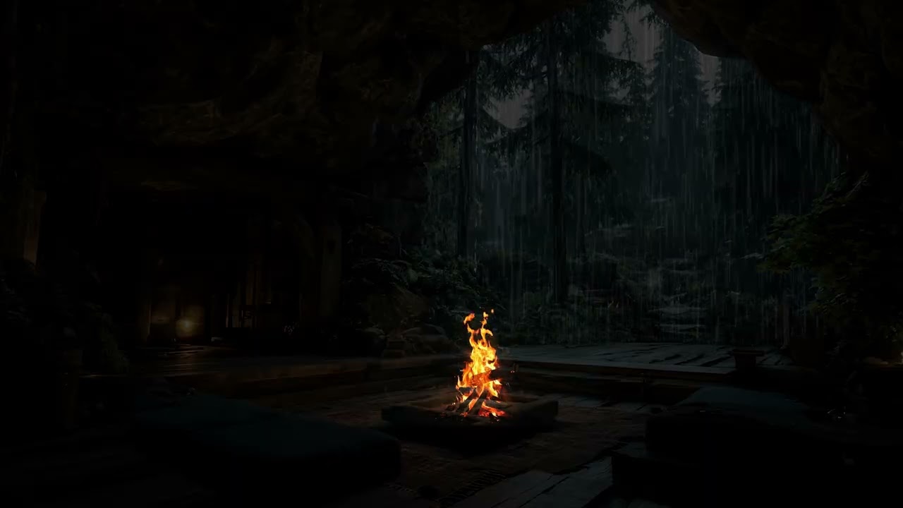 Rain Cave Relax | Relaxing Rainstorm Echoes in a Hidden Cave Creating a Peaceful Atmosphere for Rest