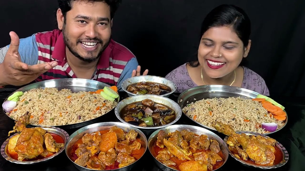 mutton curry chicken curry fried rice chilli chicken eating challenge