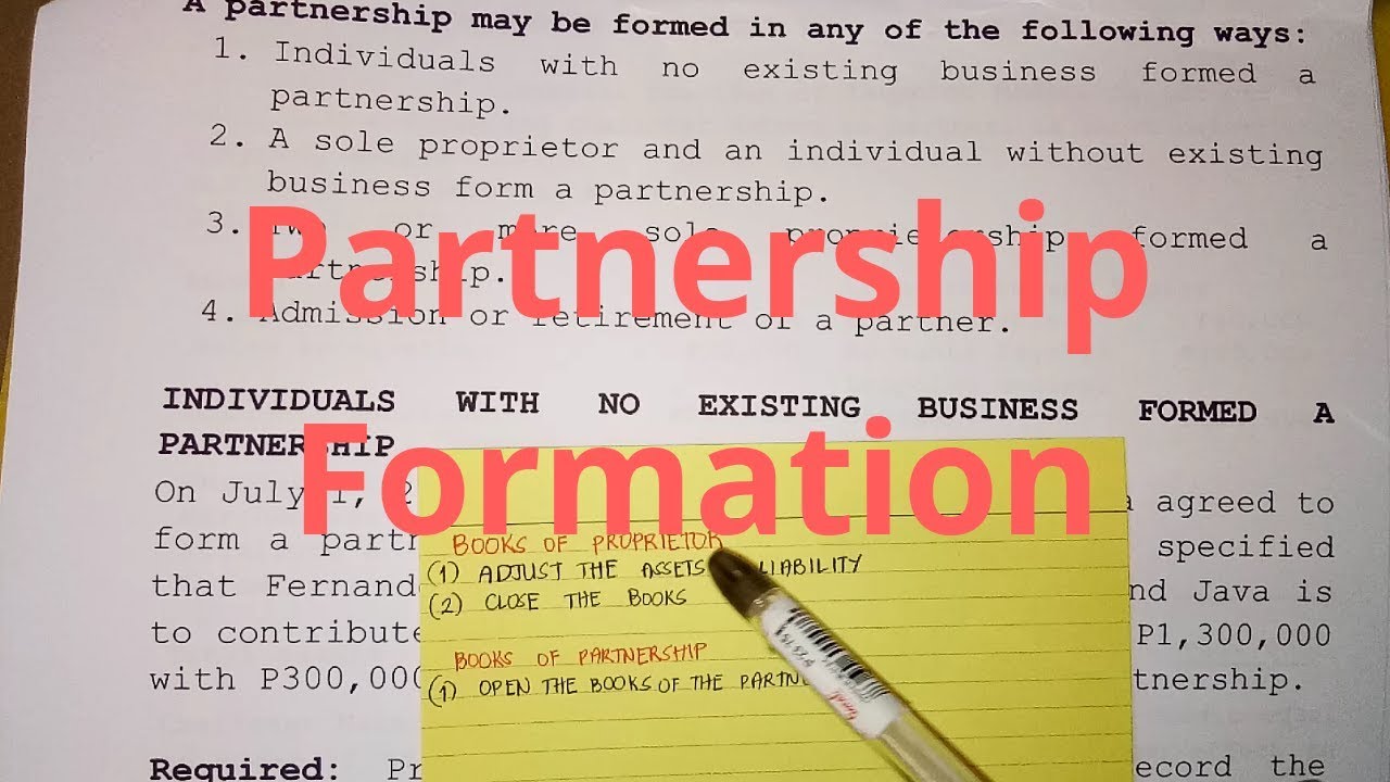 Partnership Formation - Individuals with No Existing Business