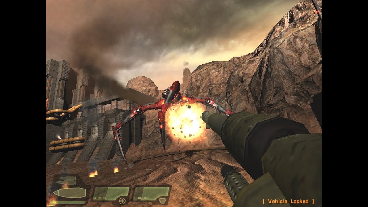Quake 4 PC Gameplay - The Hover Tank Battle Sequence