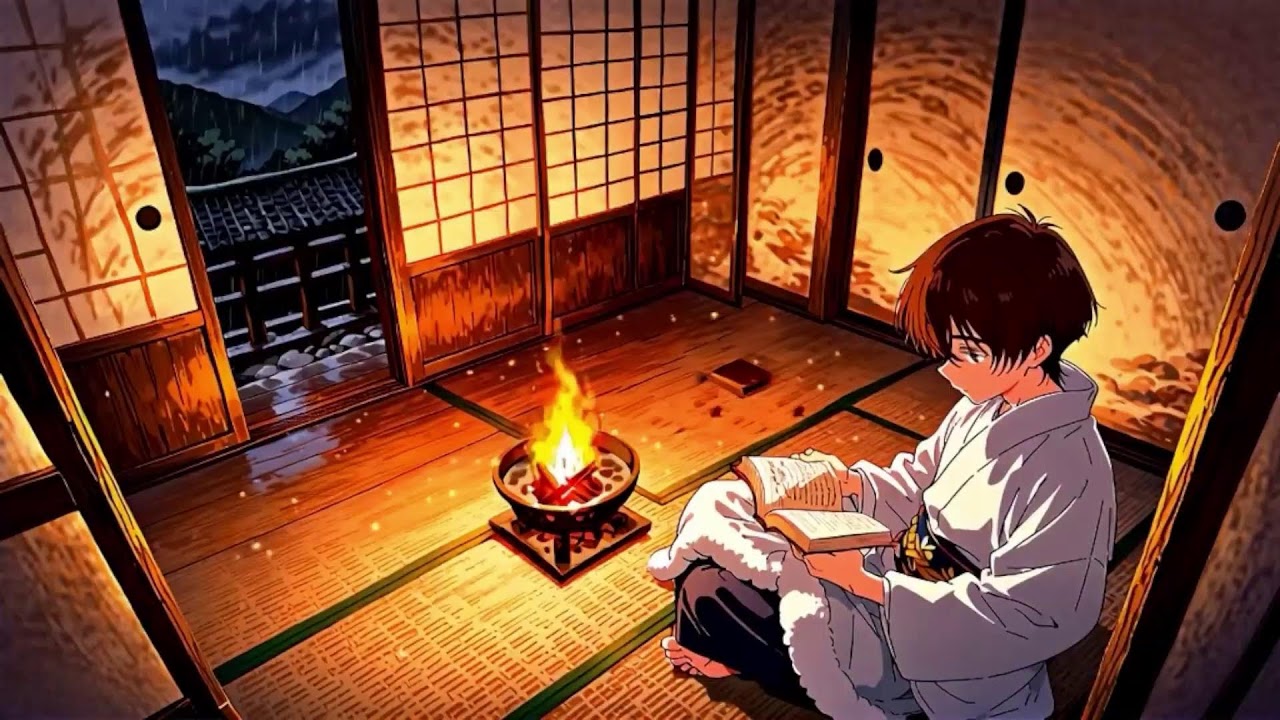 🎵Zen Ambient LoFi Music | 📔 Study, Focus or Relax with Soft Rain and Fire Crackle Sounds Vol. 44