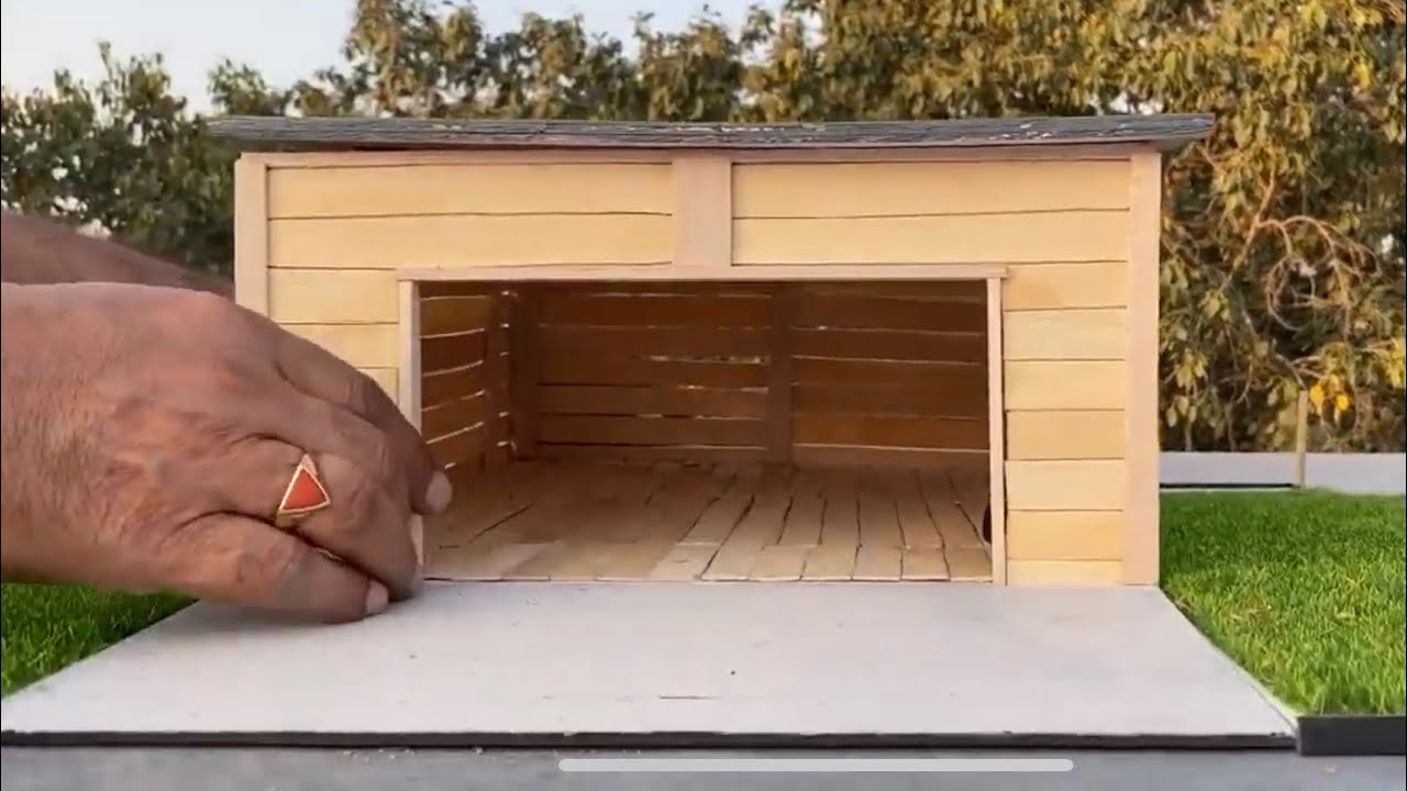 Making a Miniature Wooden Garage for Scale Model Cars | Miniature Farmhouse