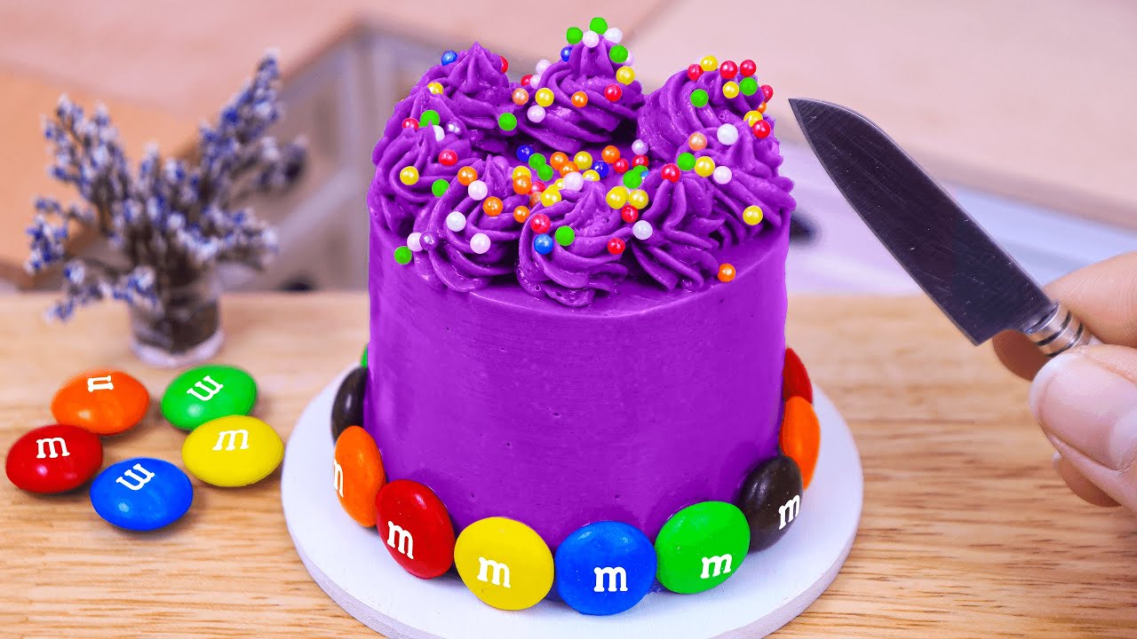 Purple Chocolate Cake 💜🍫🍰 Wonderful Miniature Purple Chocolate Cake Decorating With M&M Candy