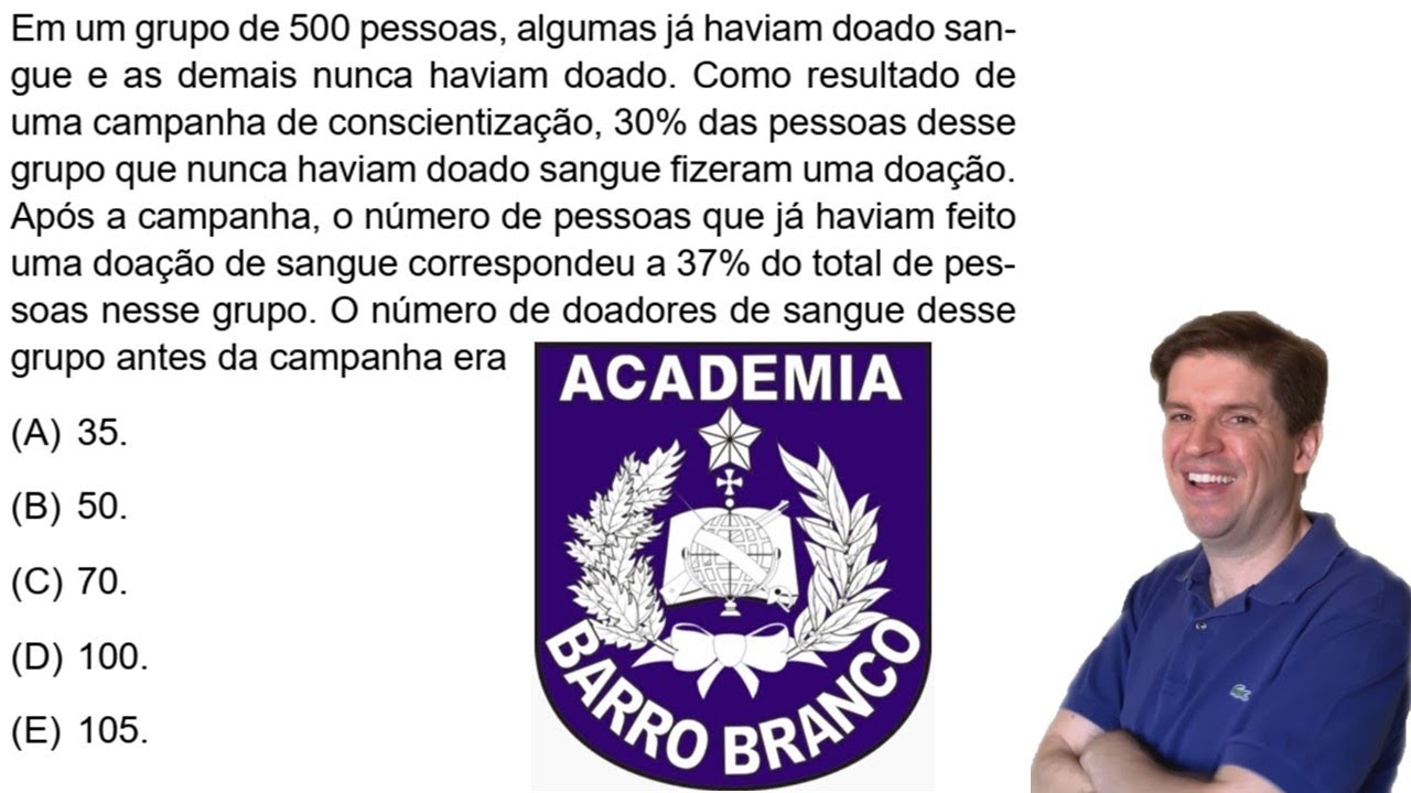 Em um grupo de 500 pessoas, algumas já haviam doado sangue e as demais nunca haviam doado. Como