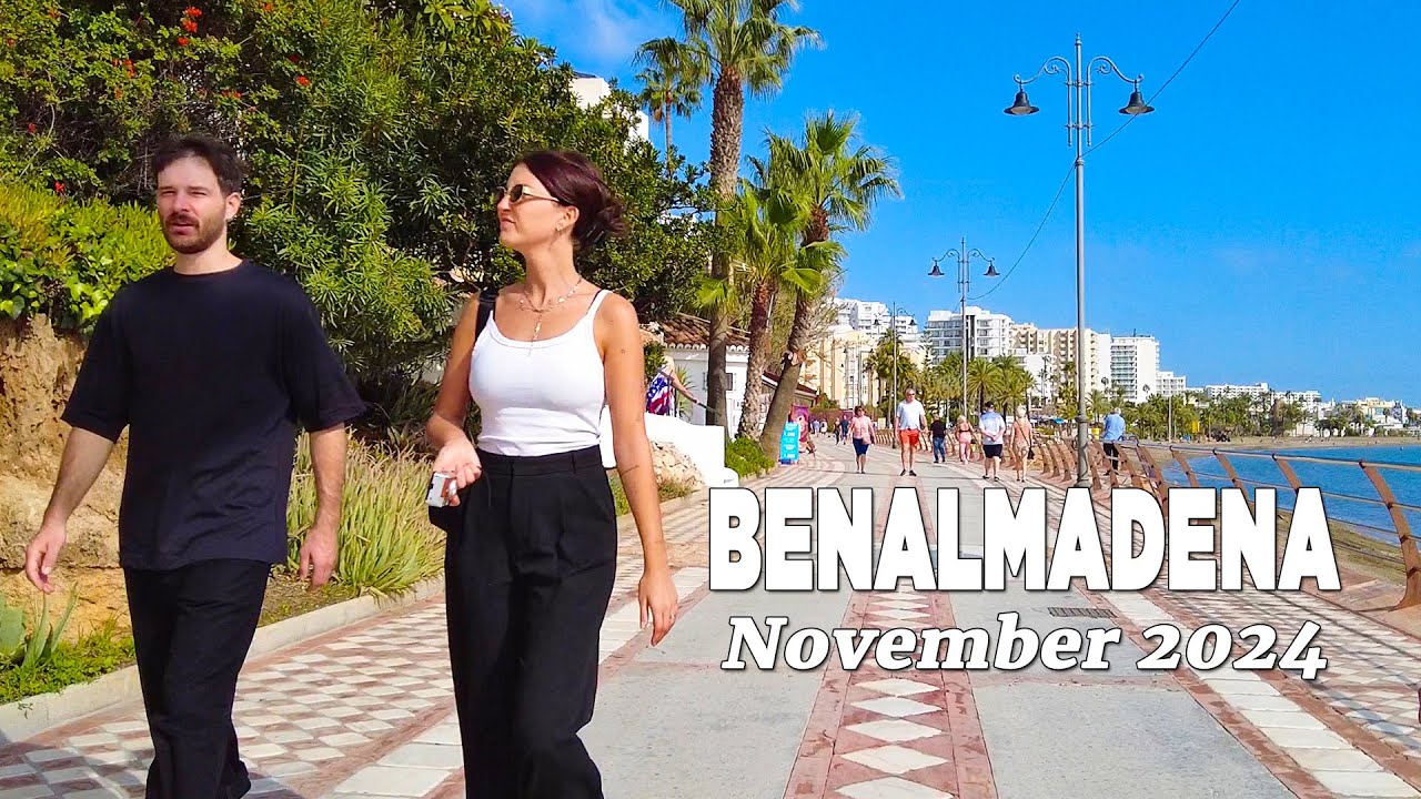 Benalmadena Spain Beach Promenade Walk Malaga Costa del Sol November 2024 [4K]