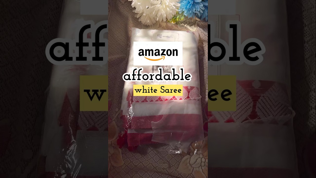 Amazon white saree with red border #amazon #saree
