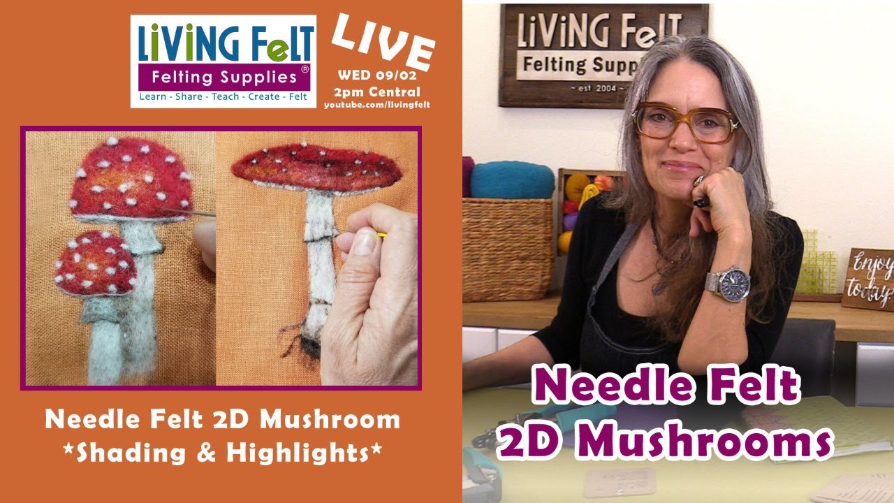 Needle Felting 2D Mushrooms - Picture, Shading Tutorial