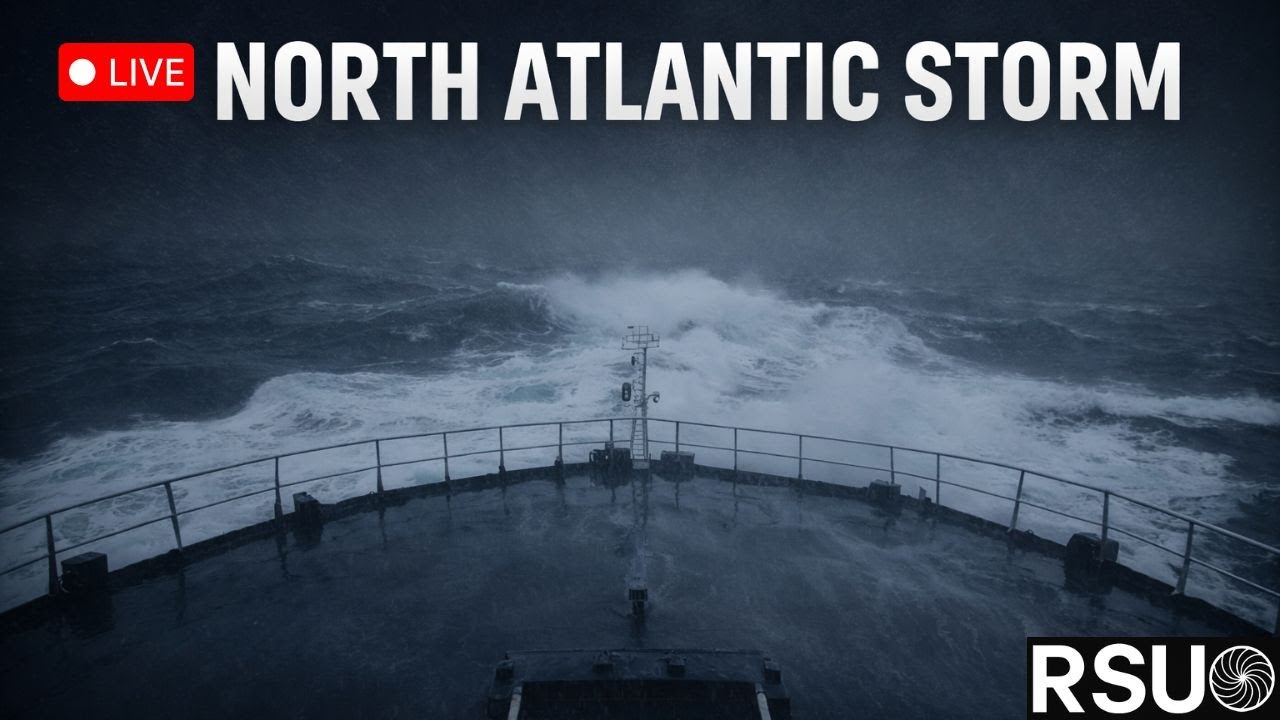 Caught in a North Atlantic Storm | Ocean Waves & Heavy Rain (Live)
