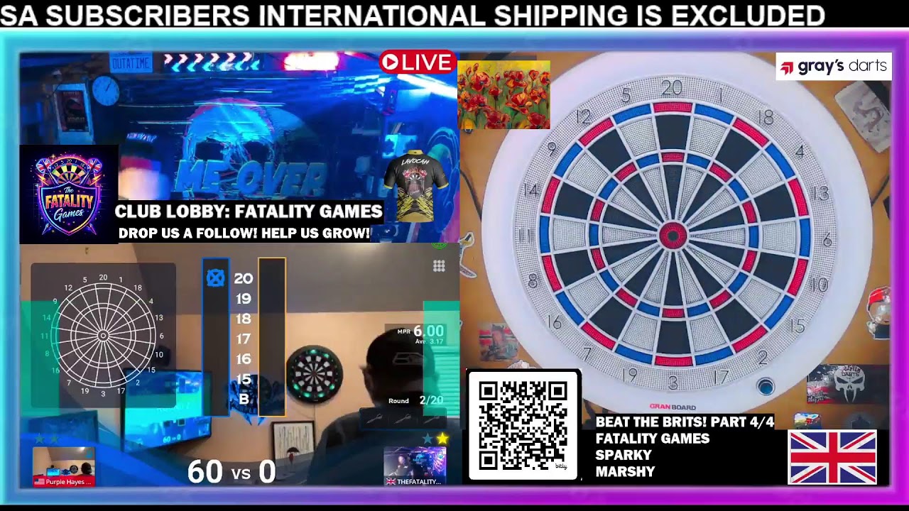 THE FATALITY GAMES: LIVE DARTS BEAT THE BRITS THE FINAL... CHALLENGE US!