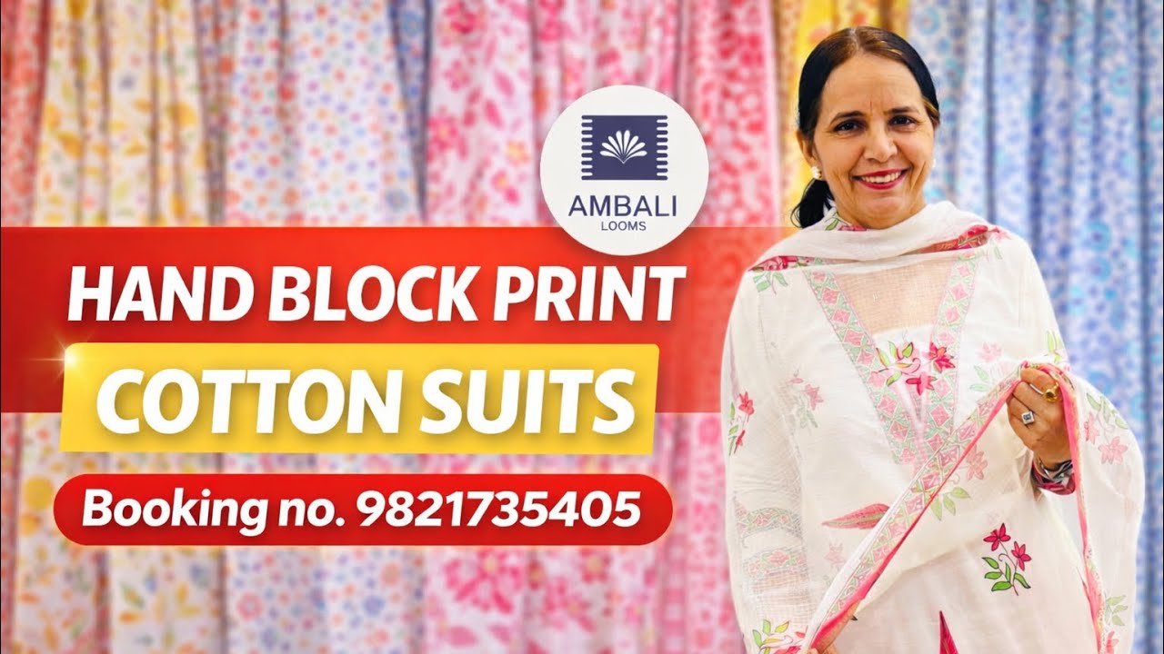 9821735405...HAND BLOCK PRINT COTTON SUITS