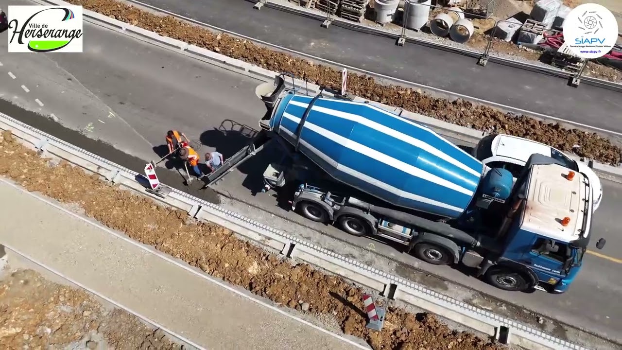 Vid&eacute;o par drone du chantier de l'esplanade &agrave; Herserange (Meurthe-Et-Moselle) 4K  -  11avril 2025