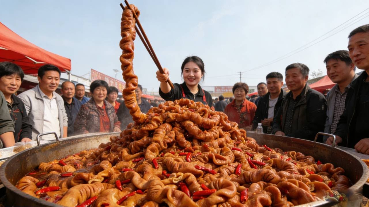 山东90后美女不干导游卤肥肠，肠头88一斤，一天两锅200斤不愁卖，人送肥肠西施#美食探店 #地方特色美食