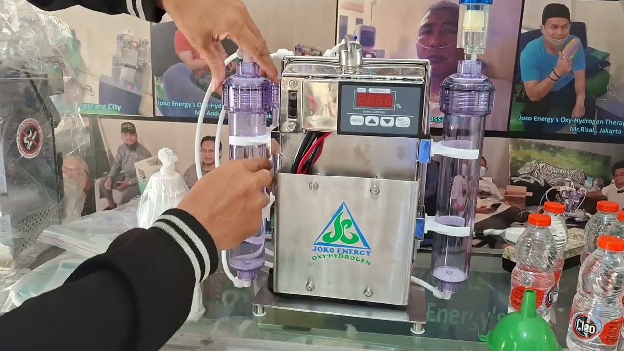 Cara mempersiapkan alat terapi Hidrogen kesehatan Joko Energy model C303H milik Mr.Budiman, Semarang