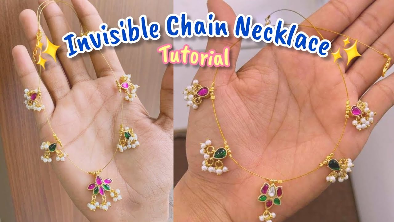 Invisible Chain Necklace Tutorial | DIY Trending Kundan Necklace 