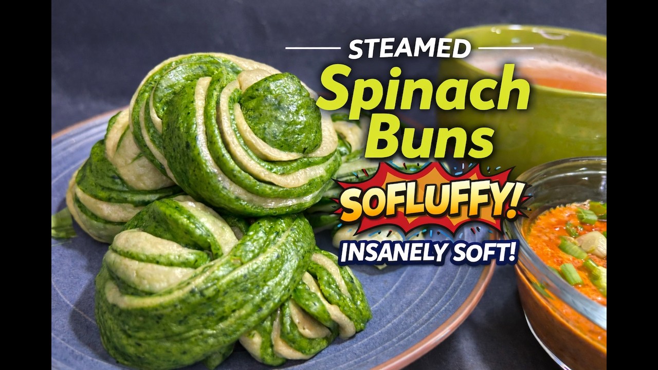 NSANELY SOFT Steamed Spinach Buns 💚 (No Oven!)