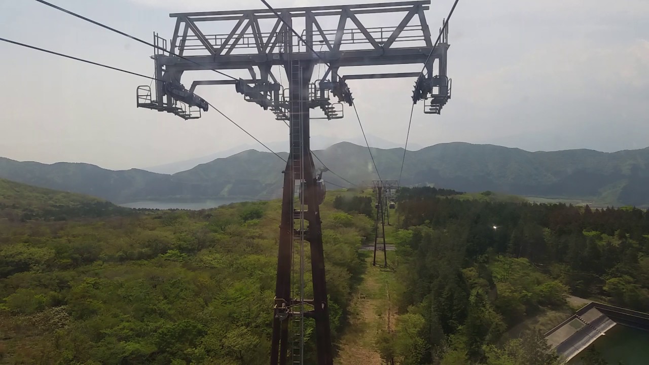 Traveling on Hakone Ropeway - Scenic View of Lake Ashi & Mountains - Hakone, Japan