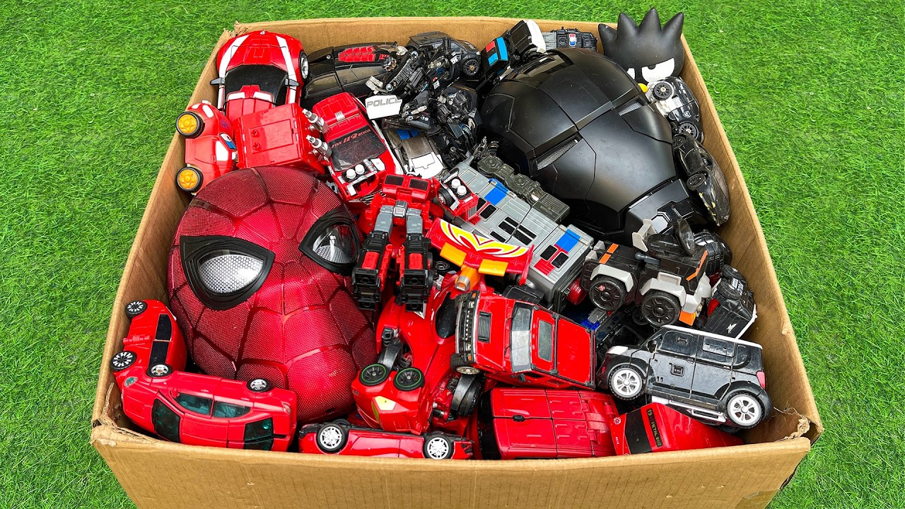 Amazing Toy Box Full of Red Cars & Robots | Spider-Man & Iron Man Toys!