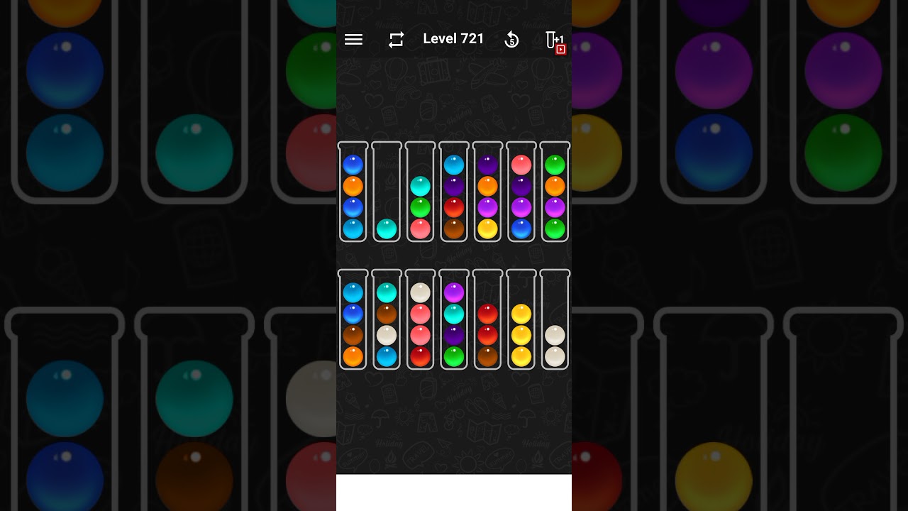 level 721 of Ball Sort Color water Puzzle