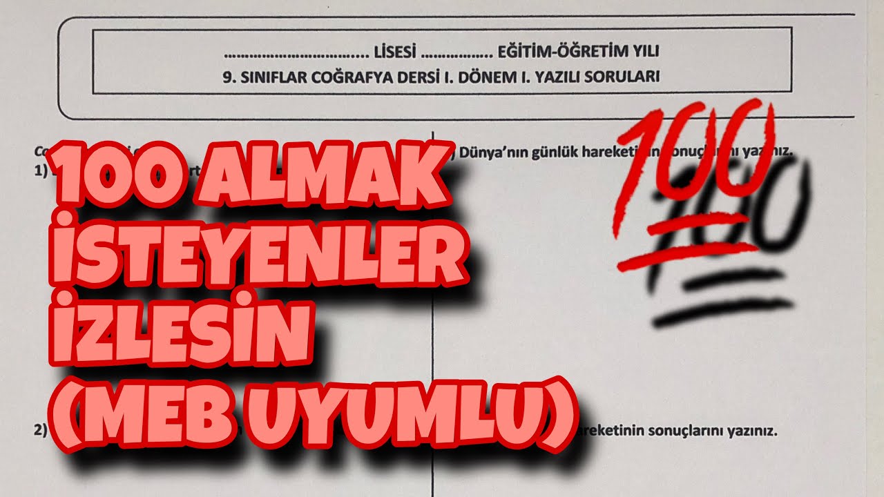 9.Sınıf Coğrafya 1.Dönem 1.Yazılı