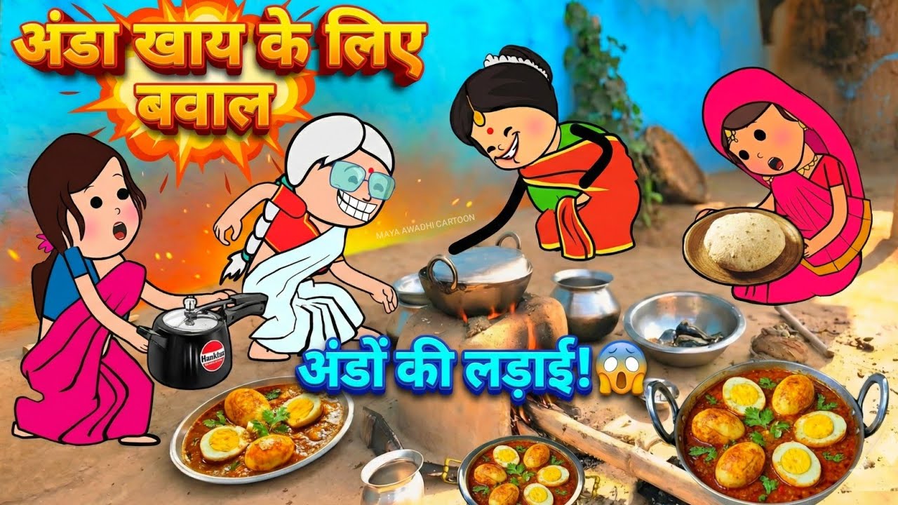 अंडा खाय के लिए ललका जीजी के देवरानी जेठानी में झगड़ा 🤪 अवधी कॉमेडी 🤪 Maya Awadhi Cartoon 