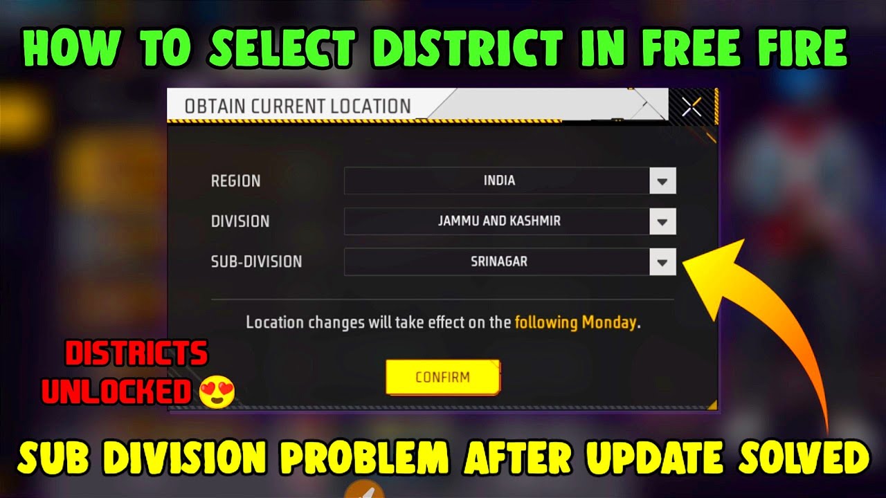 HOW TO SELECT DISTRICT IN FREE FIRE | FREE FIRE SUB DIVISION PROBLEM SOLVED | GW ADNAN