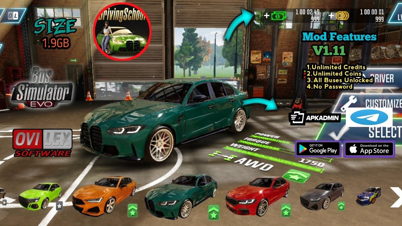 Driving School Simulator :Evo Mod Apk | Unlimited Credits | Coins | Free Shopping & Unlocked Cars