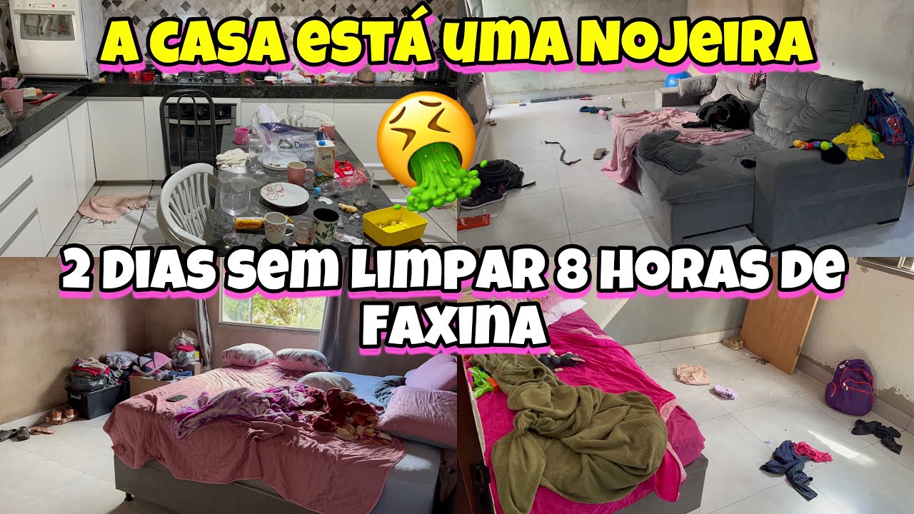 A CASA ESTÁ UMA NOJEIRA🤮2 DIAS SEM LIMPAR | 8 HORAS DE FAXINA NA CASA TODA