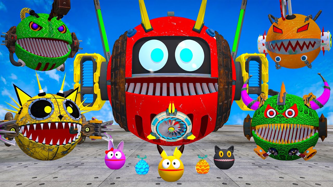 WOW! The magical pineapple helps ROBOT PACMAN defeat BLACK MONSTER PACMAN #2026