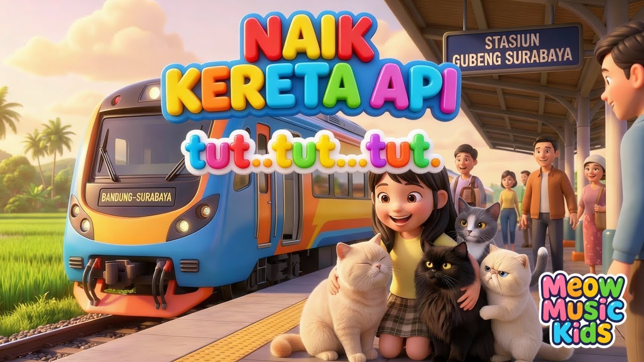 Naik Kereta Api Tut Tut Tut  | MeowMusic Kids | Cats Family