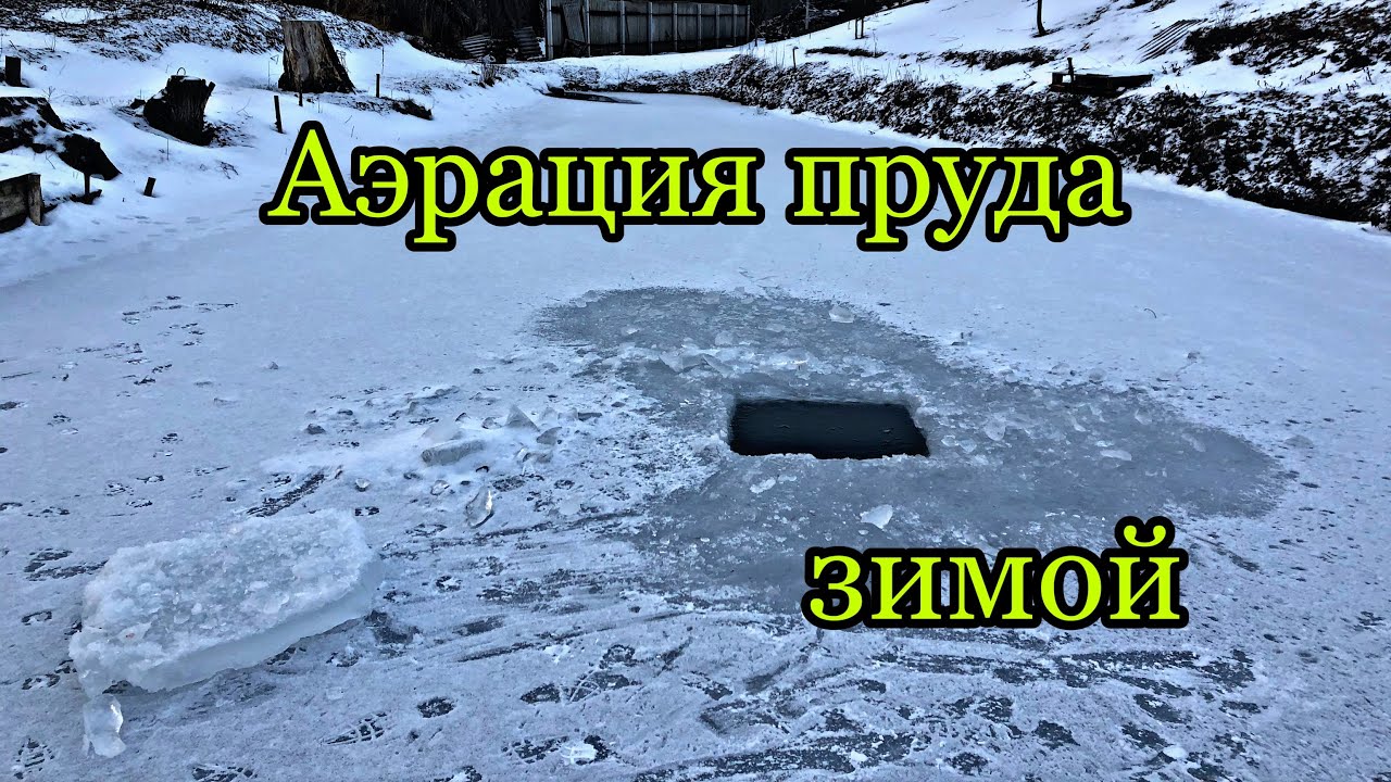 Аэрация пруда зимой. Способы аэрации пруда зимой. Мой пруд без пленки. Обзор пруда. Четвертая зима.