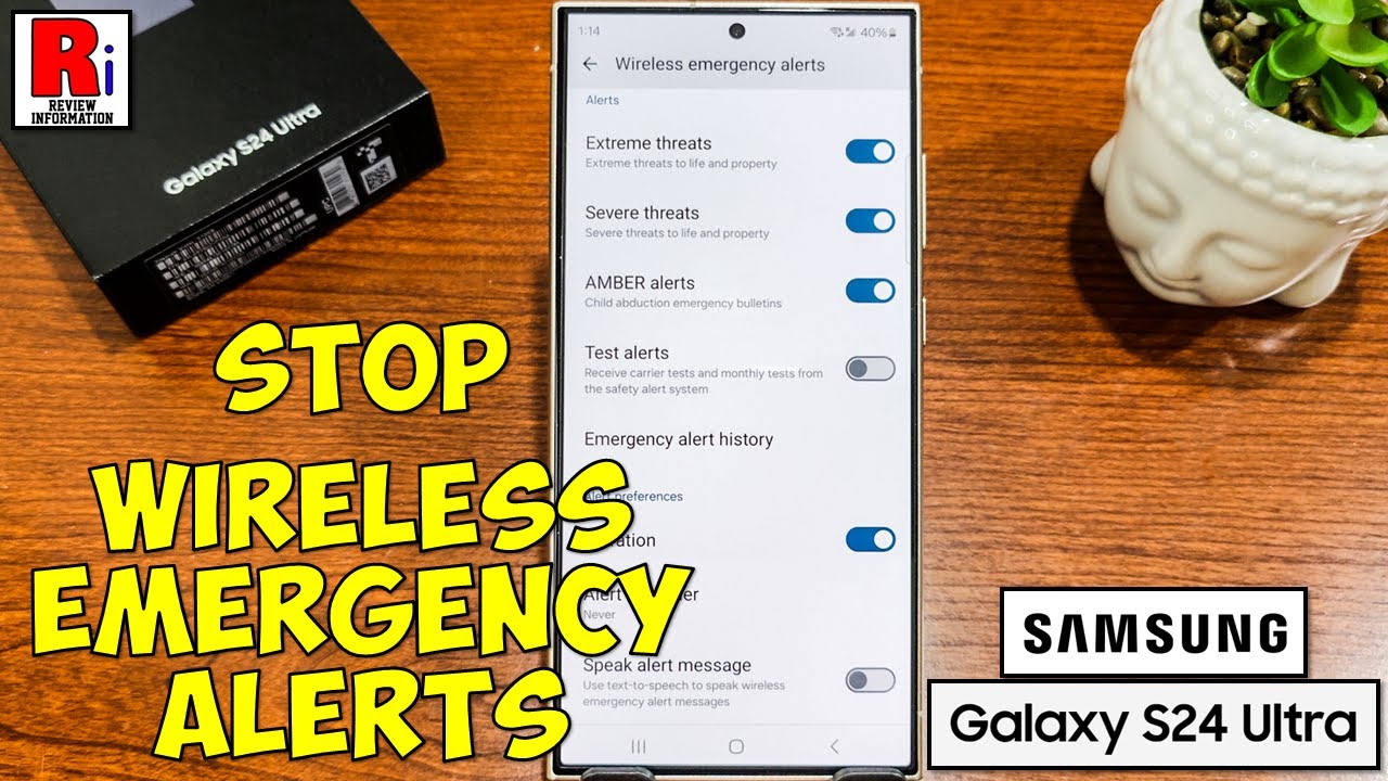 how to stop wireless Emergency Alerts on Samsung Galaxy S24 Ultra