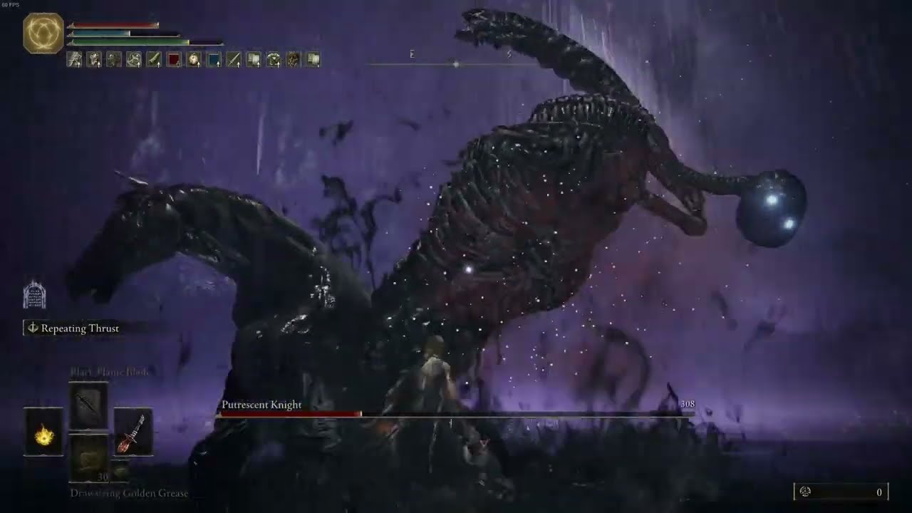 Putrescent Knight - RL1, NG+7, weapon level 0, Scadu Blessing 0, no hit