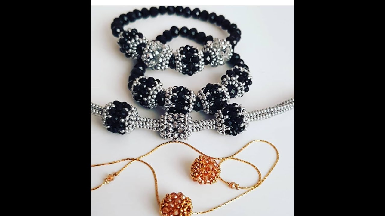 10 DERS  Kristal ve kum boncuk ile top yapimi