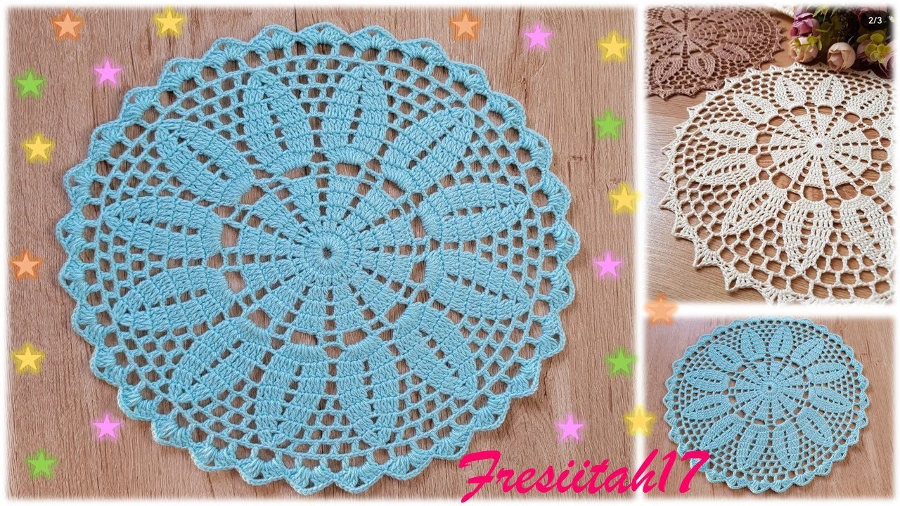 Tapete de 35 cm tejido con crochet paso a paso (15 hileras)