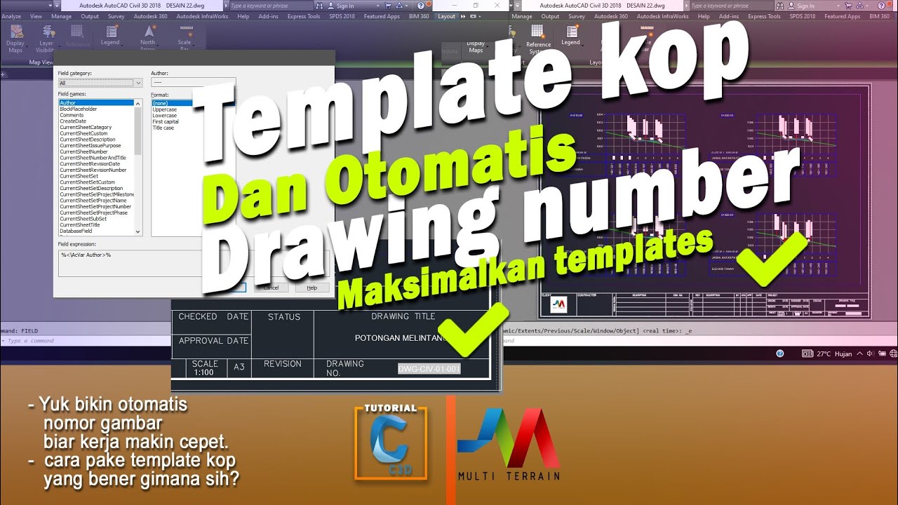 Bikin Template kop dan otomatis drawing number autocad civil 3d