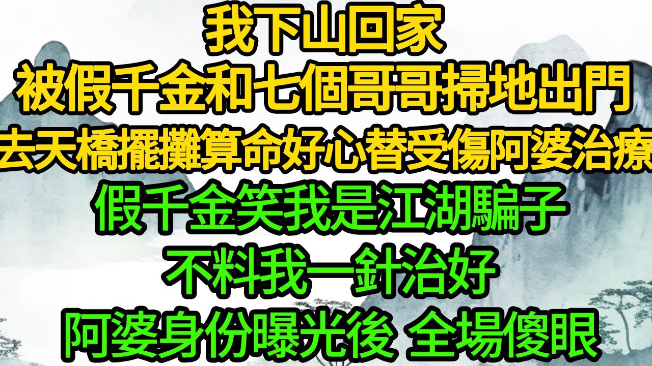 我下山回家，被假千金和七個哥哥掃地出門，去天橋擺攤算命 好心替受傷阿婆治療，假千金笑我是江湖騙子，不料我一針治好，阿婆身份曝光後  全場傻眼