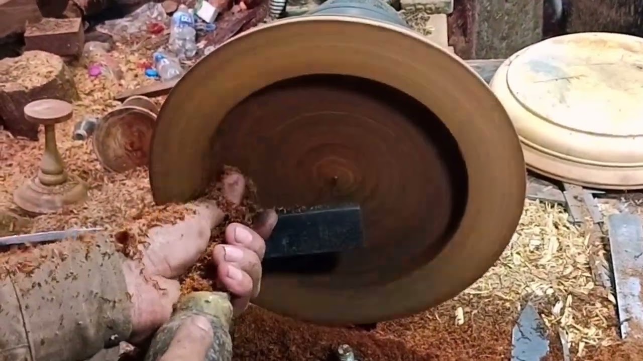 The Giant Piece of Palm wood turning#Giant Plates #Palm Plates.
