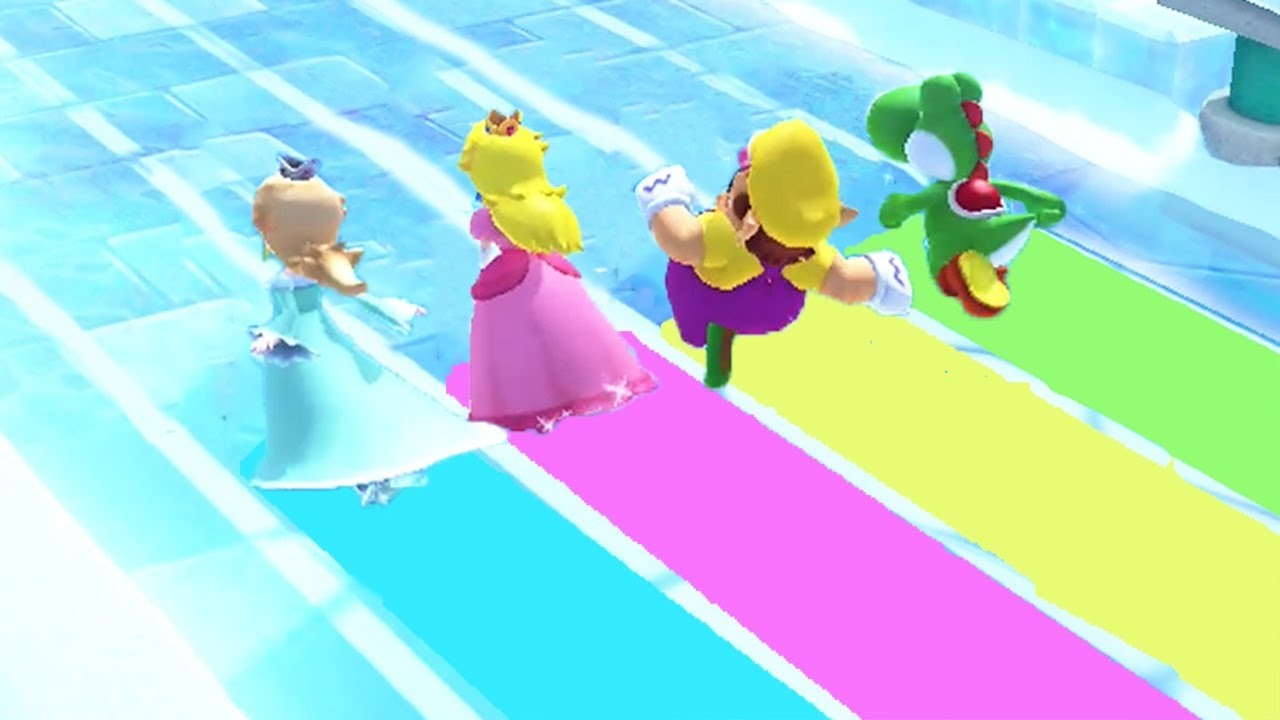 Mario Party 10 Minigame - Coin Challenge - Peach vs Rosalina vs Wario vs Yoshi